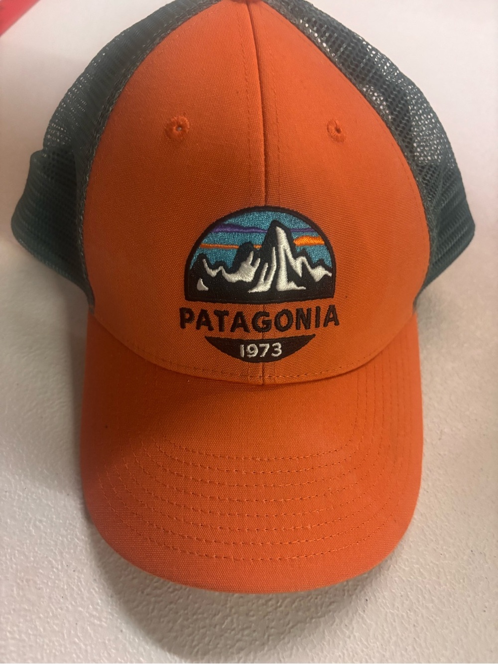 Patagonia Orange Mesh Trucker Hat 1972